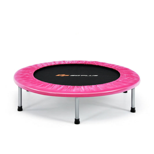 38 Inch Mini Folding Trampoline, Portable Fitness Backboard, Pink Trampolines Pink at Gallery Canada