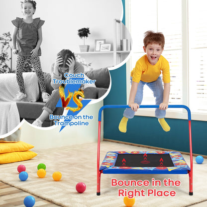 36 Inch Kids Indoor Outdoor Square Trampoline with Foamed Handrail, Blue Trampolines at Gallery Canada