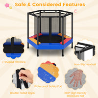 Thumbnail for 48 Inches Hexagonal Kids Trampoline With Foam Padded Handrails - Gallery View 7 of 9
