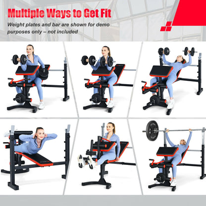 Adjustable Olympic Weight Bench for Full-body Workout and Strength Training, Black & Red at Gallery Canada