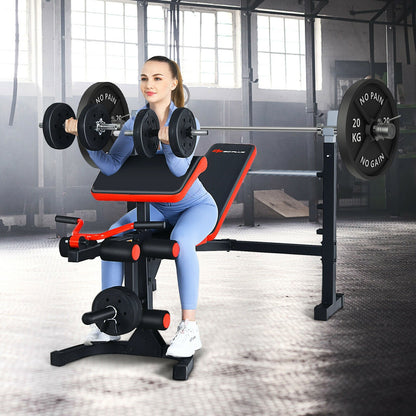 Adjustable Olympic Weight Bench for Full-body Workout and Strength Training, Black & Red at Gallery Canada