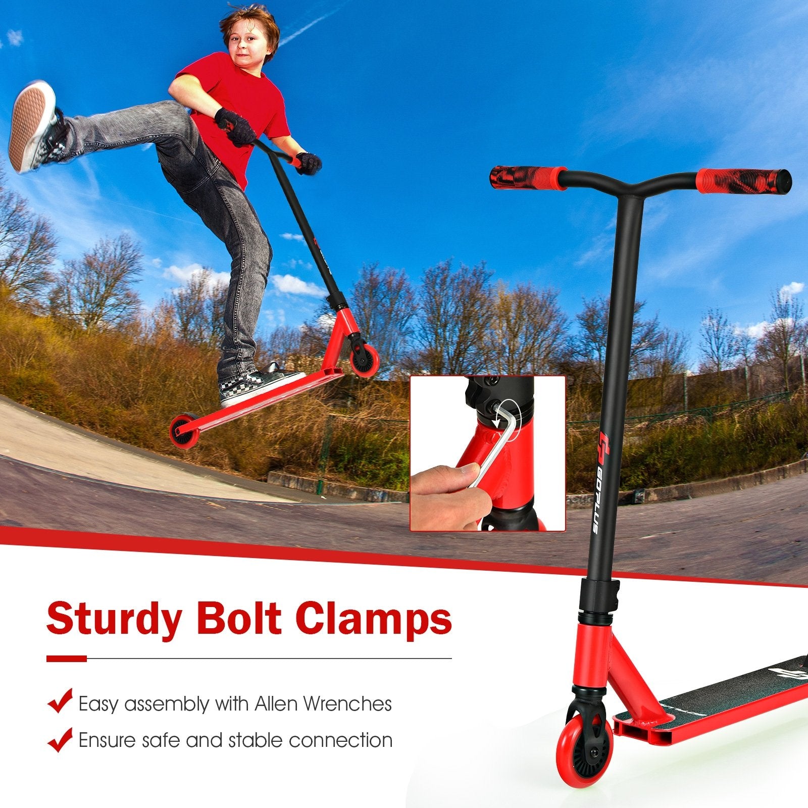 Boys Girls High-End Pro Stunt Scooter Trick Scooter with ABEC-9 Bearings, Red at Gallery Canada