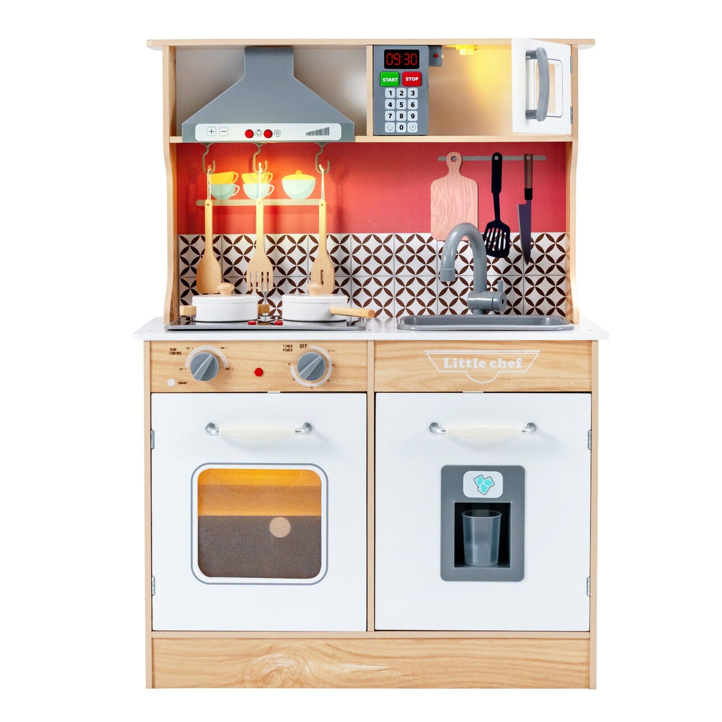 Multi-Functional Wooden Kids Kitchen Playset with Lights and Sounds, Multicolor - Gallery Canada