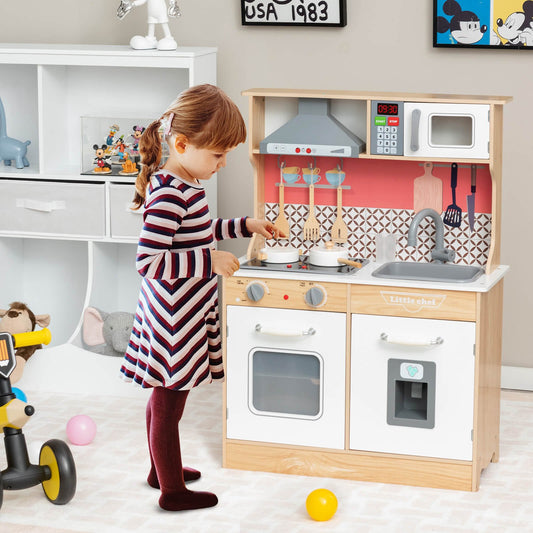 Multi-Functional Wooden Kids Kitchen Playset with Lights and Sounds, Multicolor - Gallery Canada