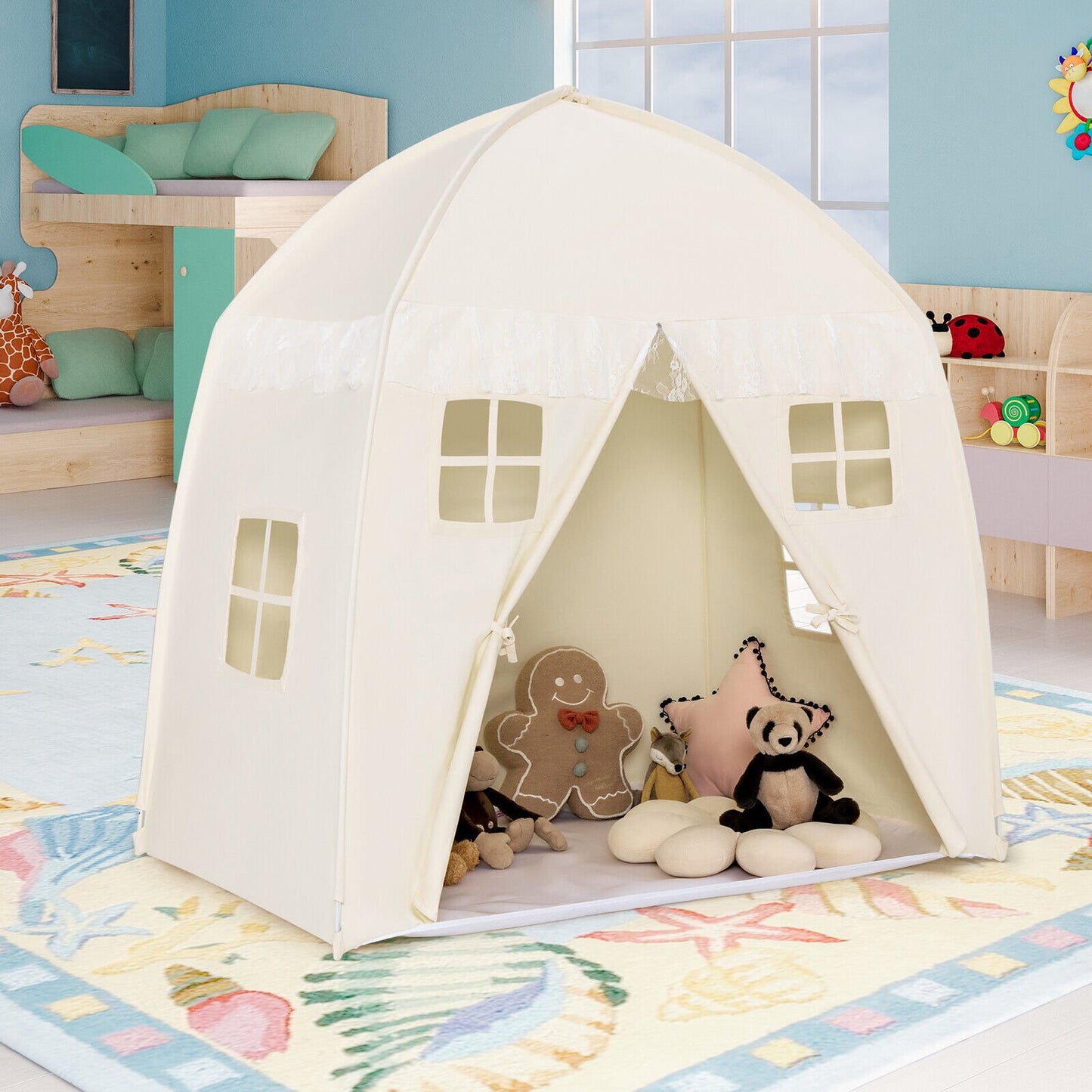 Portable Indoor Kids Play Castle Tent, White