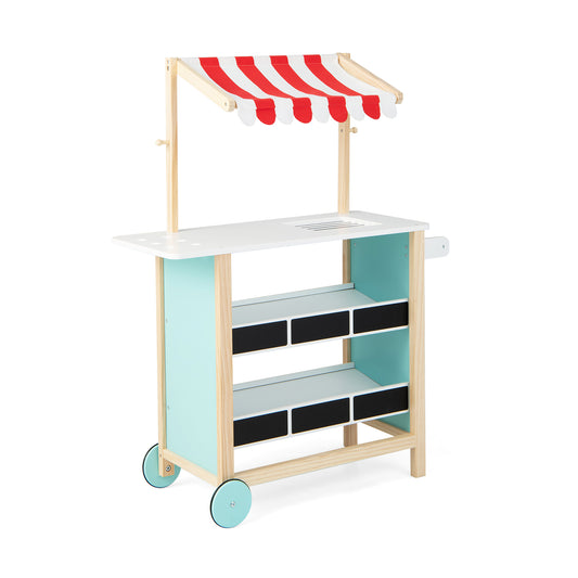 Kids Wooden Ice Cream Cart with Chalkboard and Storage, Red Play Kitchen Sets Multicolor at Gallery Canada