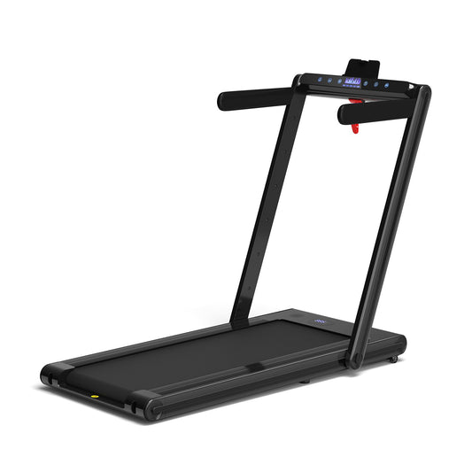 2-in-1 Folding Treadmill 2.25HP Jogging Machine with Dual LED Display, Black