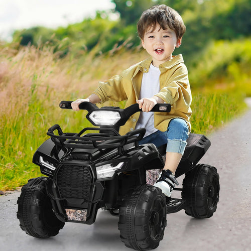6V Kids ATV Quad Electric Ride On Car with LED Light and MP3, Black