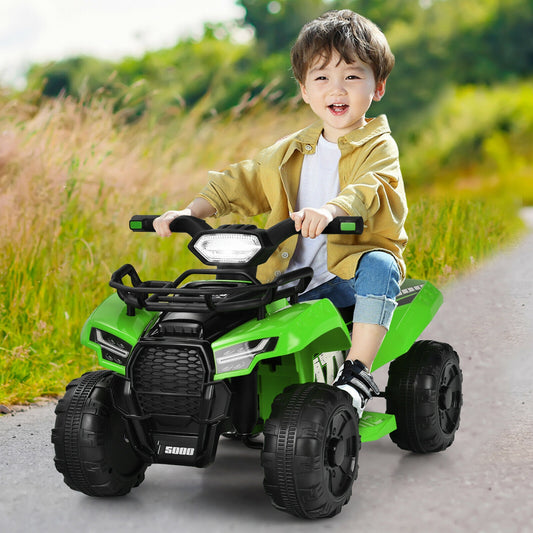 6V Kids ATV Quad Electric Ride On Car with LED Light and MP3, Green Powered Ride On Toys Green at Gallery Canada