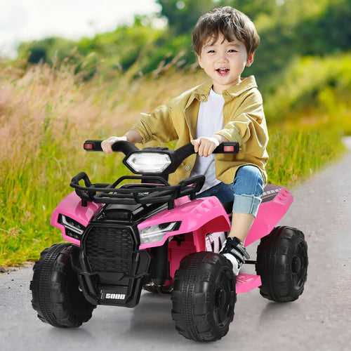6V Kids ATV Quad Electric Ride On Car with LED Light and MP3, Pink