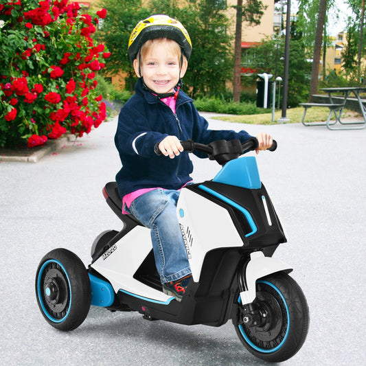 6V 3 Wheels Toddler Ride-On Electric Motorcycle with Music Horn, White - Gallery Canada