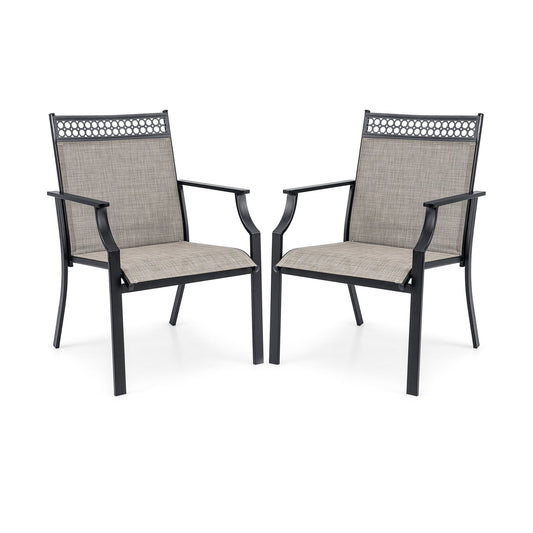Patio Chairs Set of 2 with All Weather Breathable Fabric, Brown - Gallery Canada