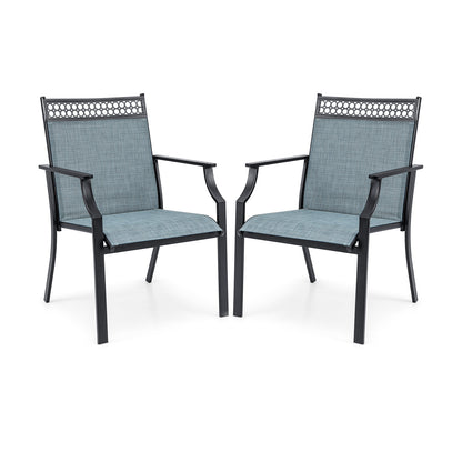 Patio Chairs Set of 2, All Weather Breathable Fabric, Blue Patio Dining Chairs Blue at Gallery Canada