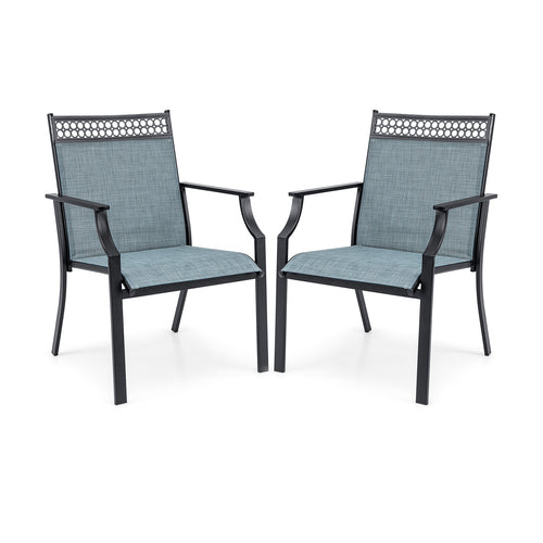 Patio Chairs Set of 2 with All Weather Breathable Fabric, Blue