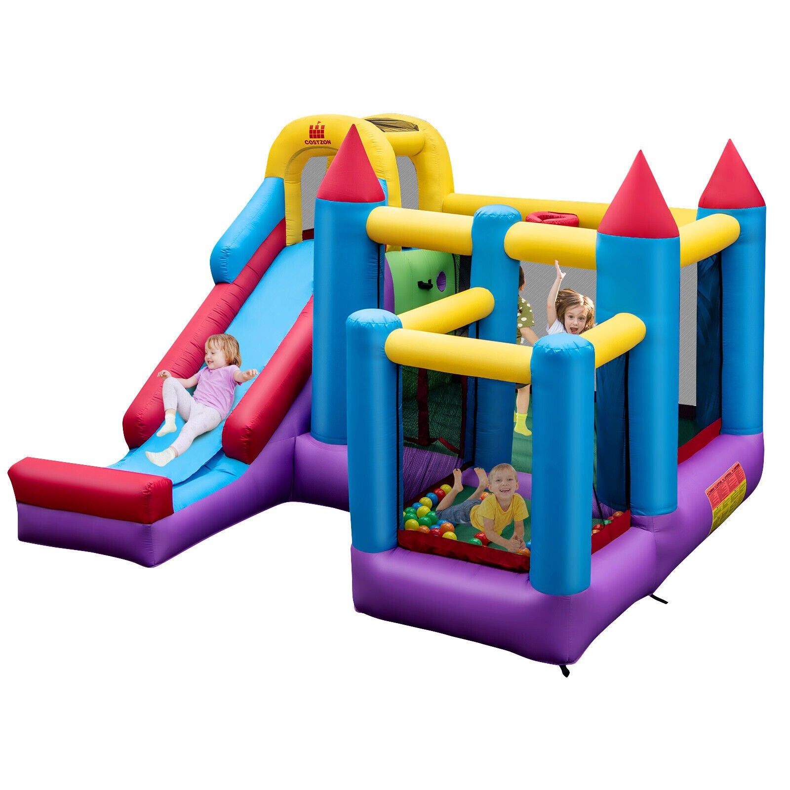 5-in-1 Inflatable Bounce House with 735W Blower and 50 Ocean Balls - Gallery Canada