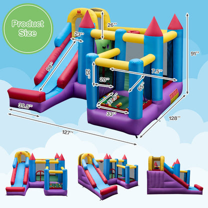 5-in-1 Inflatable Bounce House with 735W Blower and 50 Ocean Balls - Gallery Canada