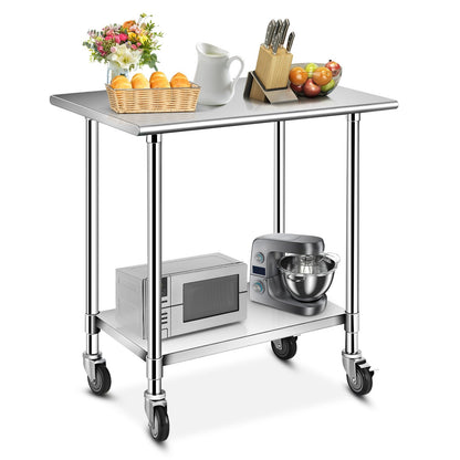 Stainless Steel Commercial Kitchen Prep and Work Table, Silver - Gallery Canada