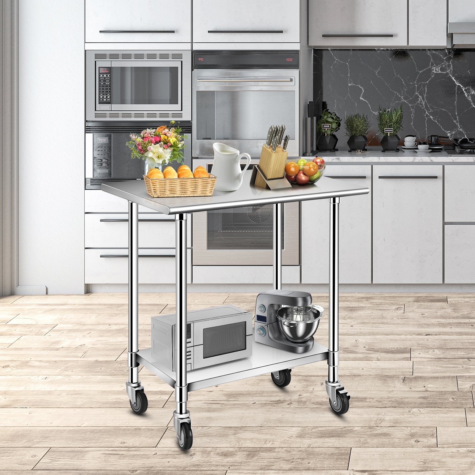 Stainless Steel Commercial Kitchen Prep and Work Table, Silver - Gallery Canada