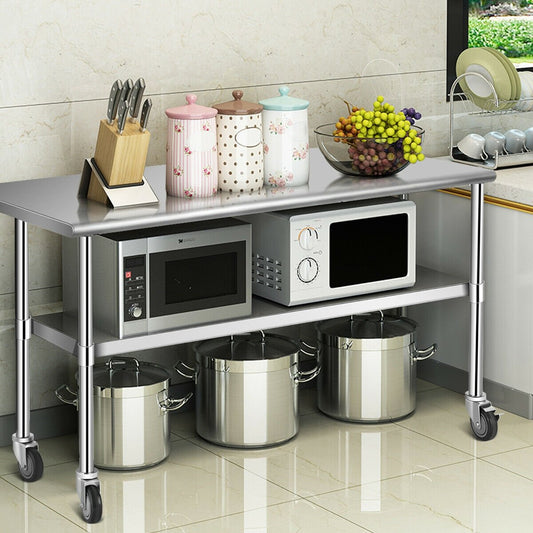 Stainless Steel Commercial Kitchen Prep & Work Table, Silver - Gallery Canada