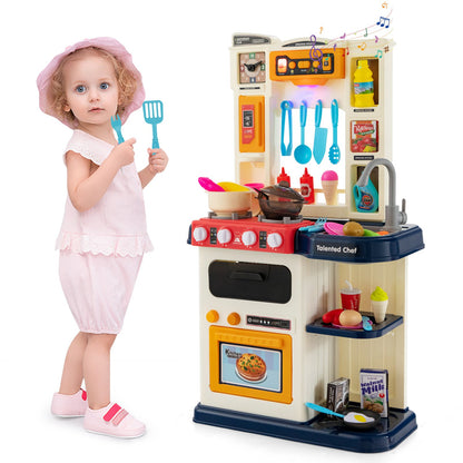 64 Pieces Realistic Kitchen Playset for Boys and Girls with Sound and Lights, Blue - Gallery Canada