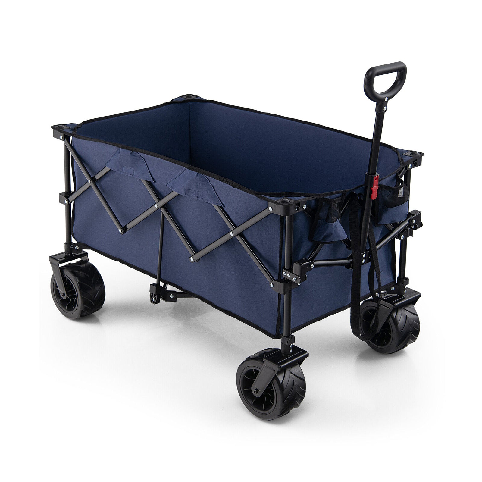 Folding Utility Garden Cart with Wide Wheels and Adjustable Handle, Blue Garden Carts at Gallery Canada