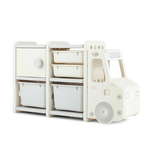 Toddler Truck Storage Organizer with Plastic Bins, Beige Kids Storage Beige at Gallery Canada