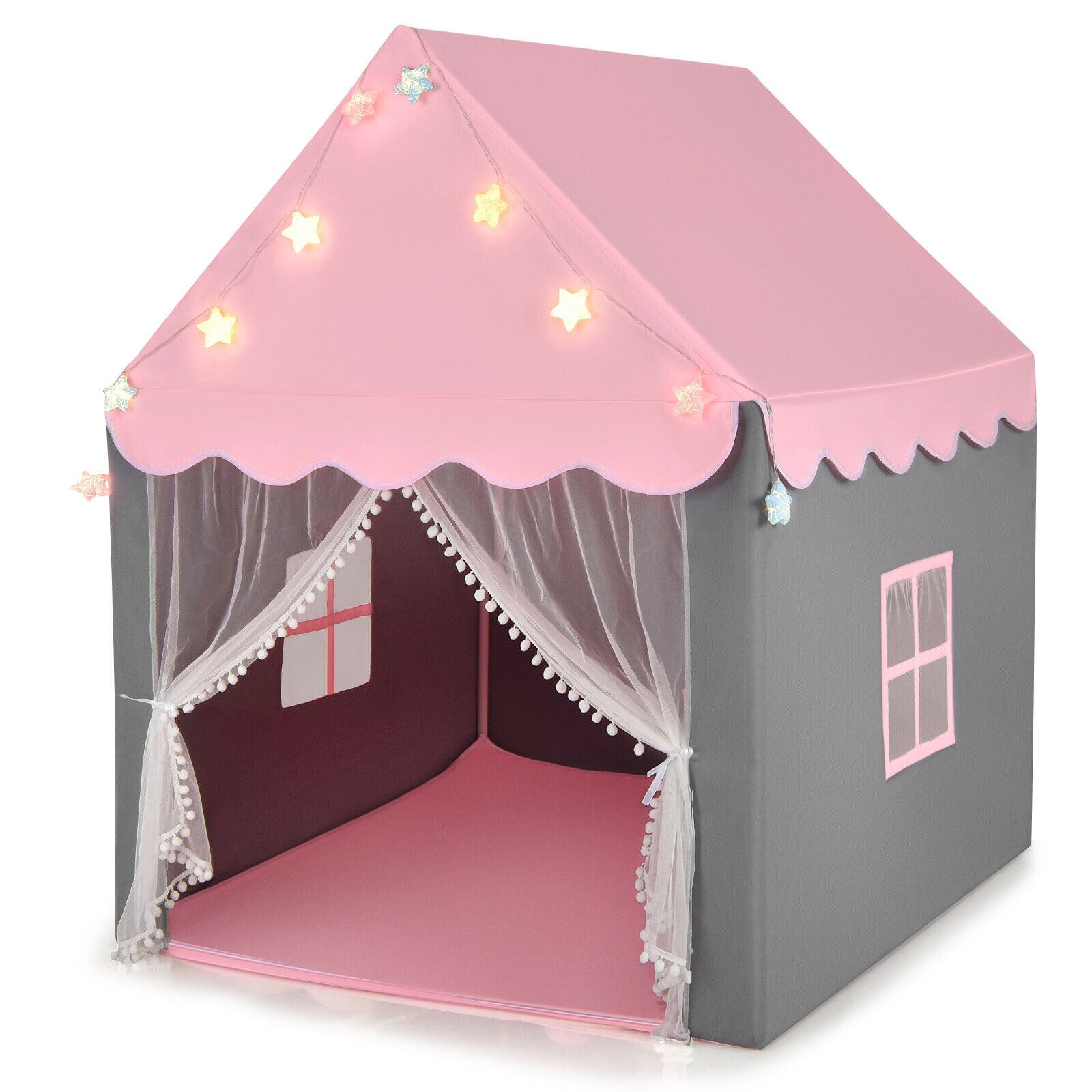 Kids Playhouse Tent with Star Lights and Mat, Pink Play Tents & Playhouse at Gallery Canada