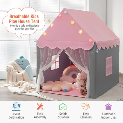 Kids Playhouse Tent with Star Lights and Mat, Pink Play Tents & Playhouse at Gallery Canada