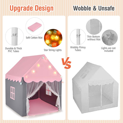 Kids Playhouse Tent with Star Lights and Mat, Pink Play Tents & Playhouse at Gallery Canada