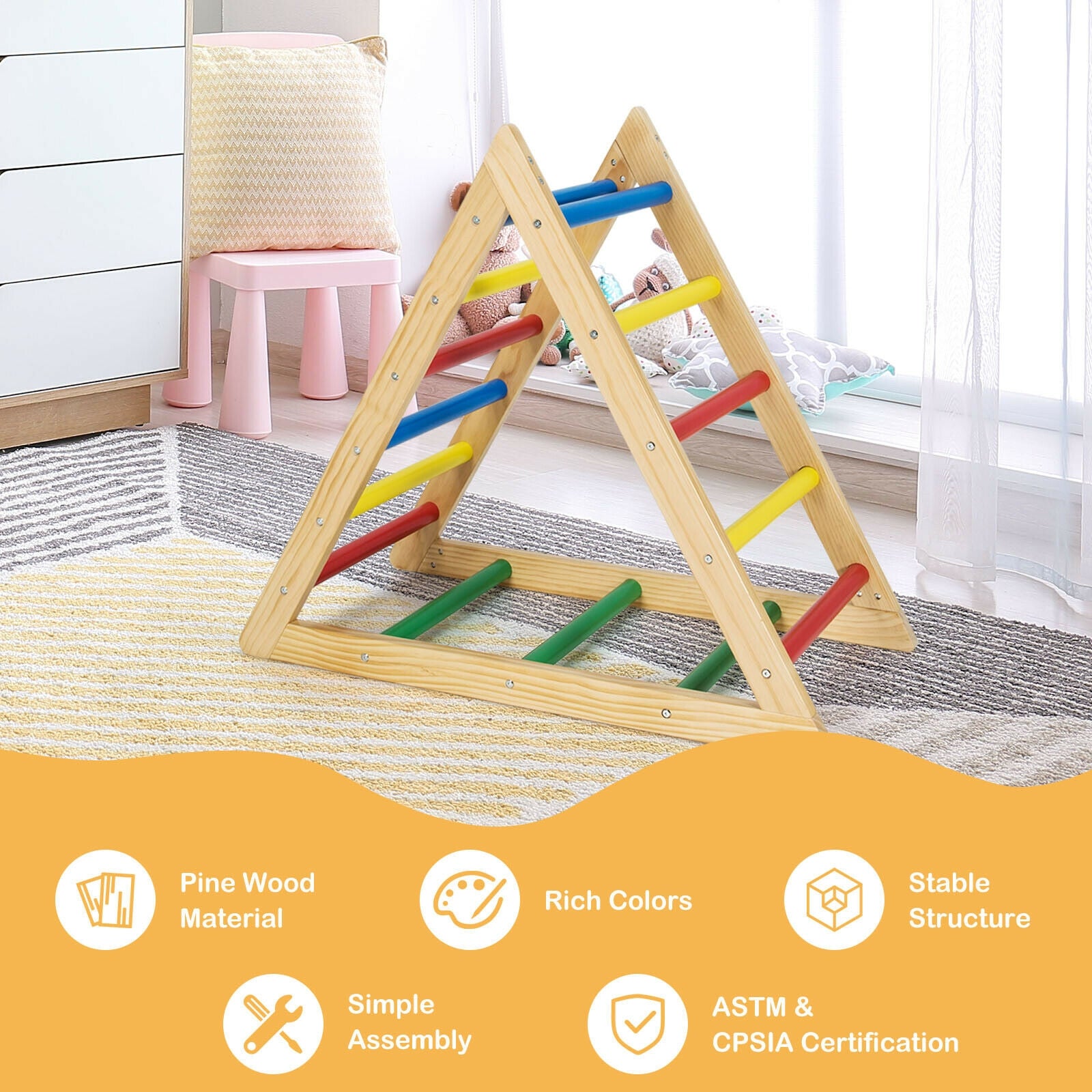 Climbing Triangle Ladder with 3 Levels for Kids, Multicolor Climbers & Slides at Gallery Canada