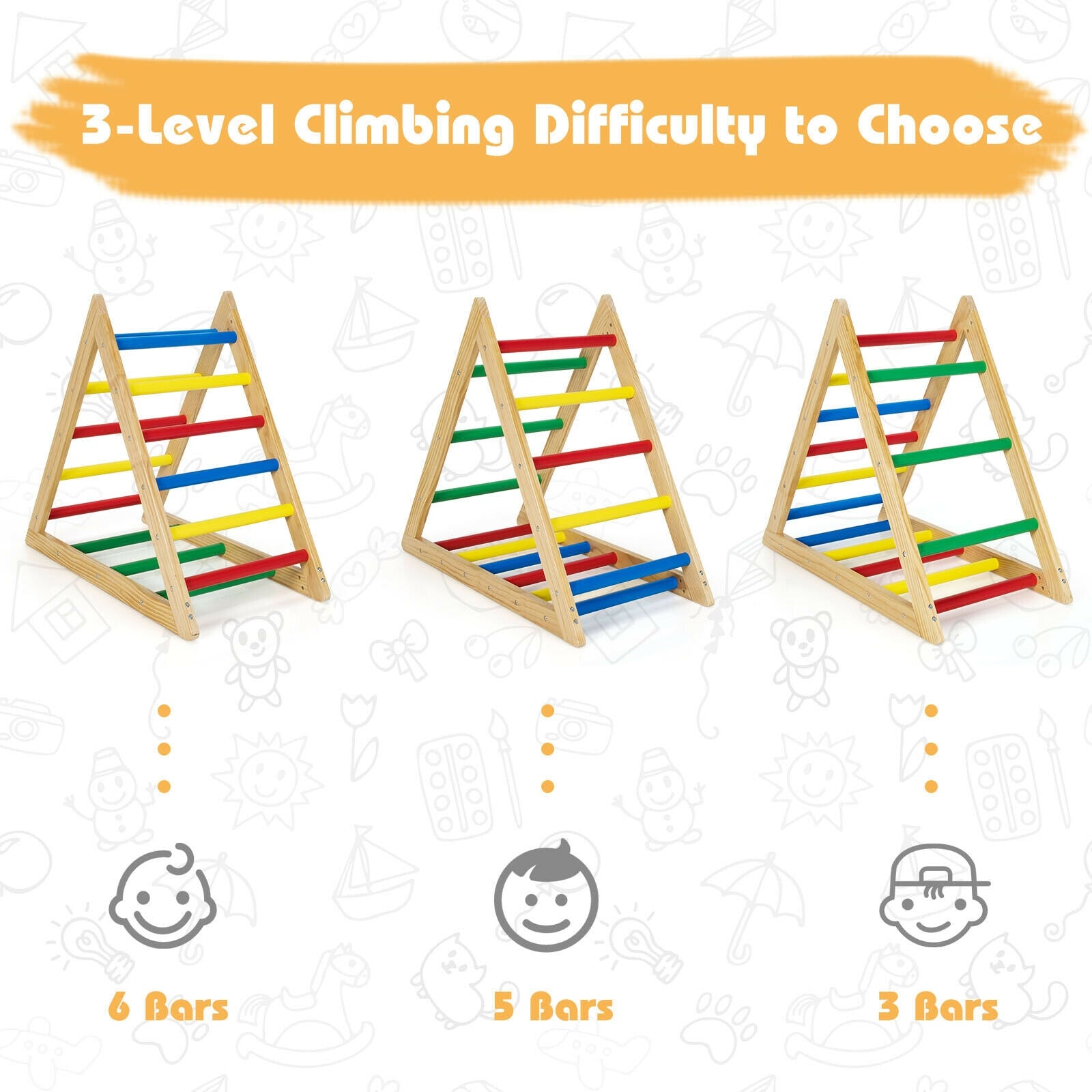 Climbing Triangle Ladder with 3 Levels for Kids, Multicolor Climbers & Slides at Gallery Canada