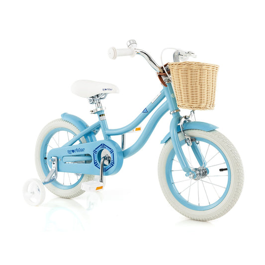 14-Inch Kids Bike with Training Wheels and Adjustable Handlebar Seat, Blue - Gallery Canada