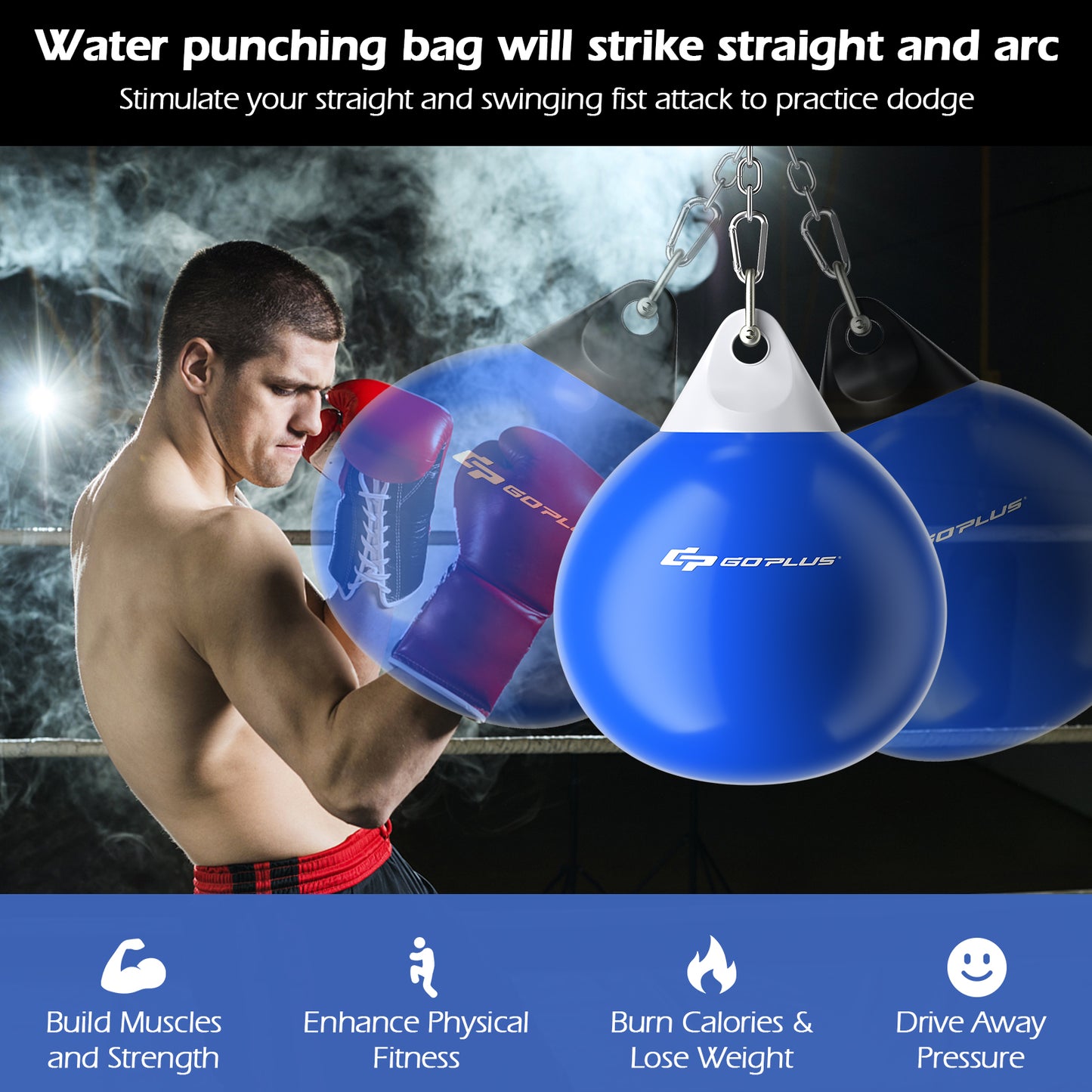 21 Inch Water Punching Bag with Adjustable Metal Chain, Blue Boxing & Martial Arts at Gallery Canada