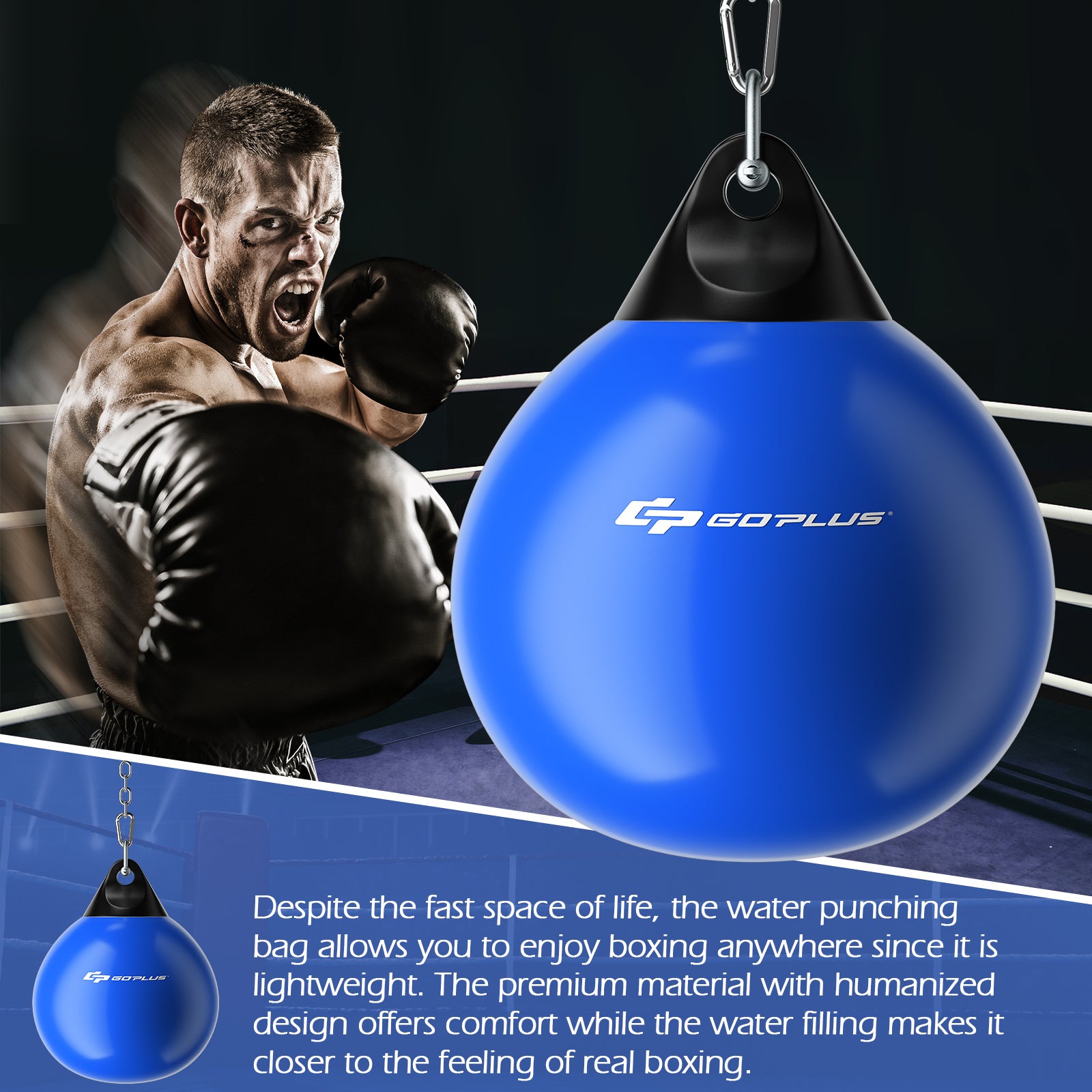 21 Inch Water Punching Bag with Adjustable Metal Chain, Blue Boxing & Martial Arts at Gallery Canada