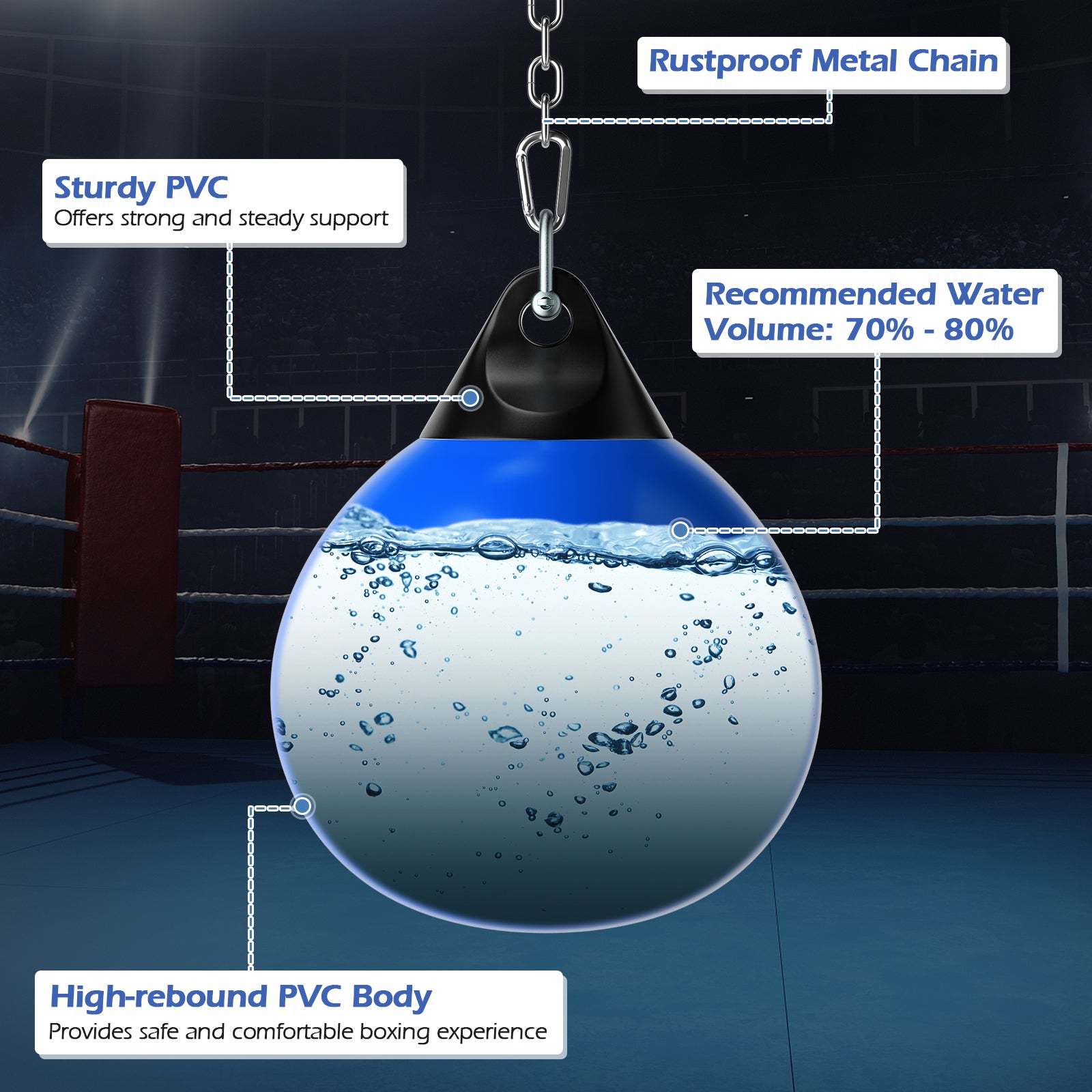 21 Inch Water Punching Bag with Adjustable Metal Chain, Blue Boxing & Martial Arts at Gallery Canada