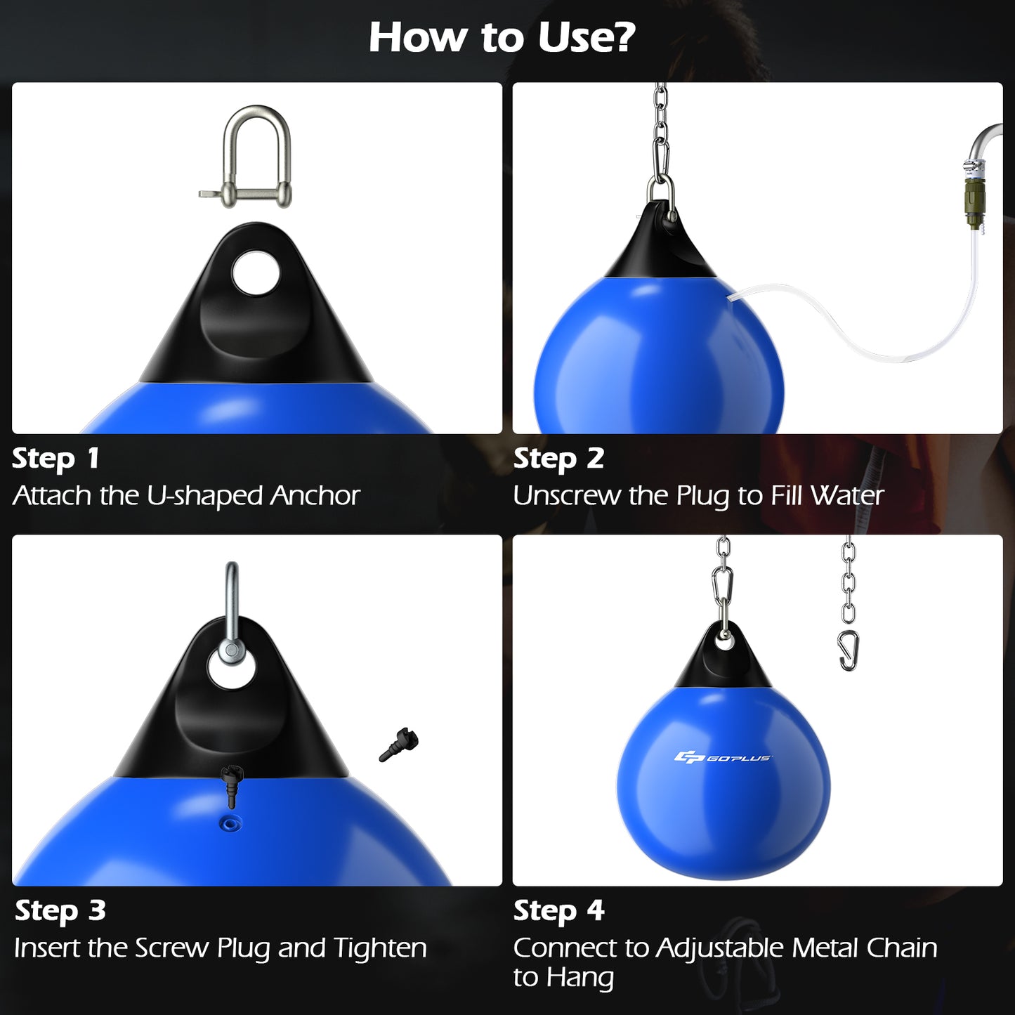 21 Inch Water Punching Bag with Adjustable Metal Chain, Blue Boxing & Martial Arts at Gallery Canada