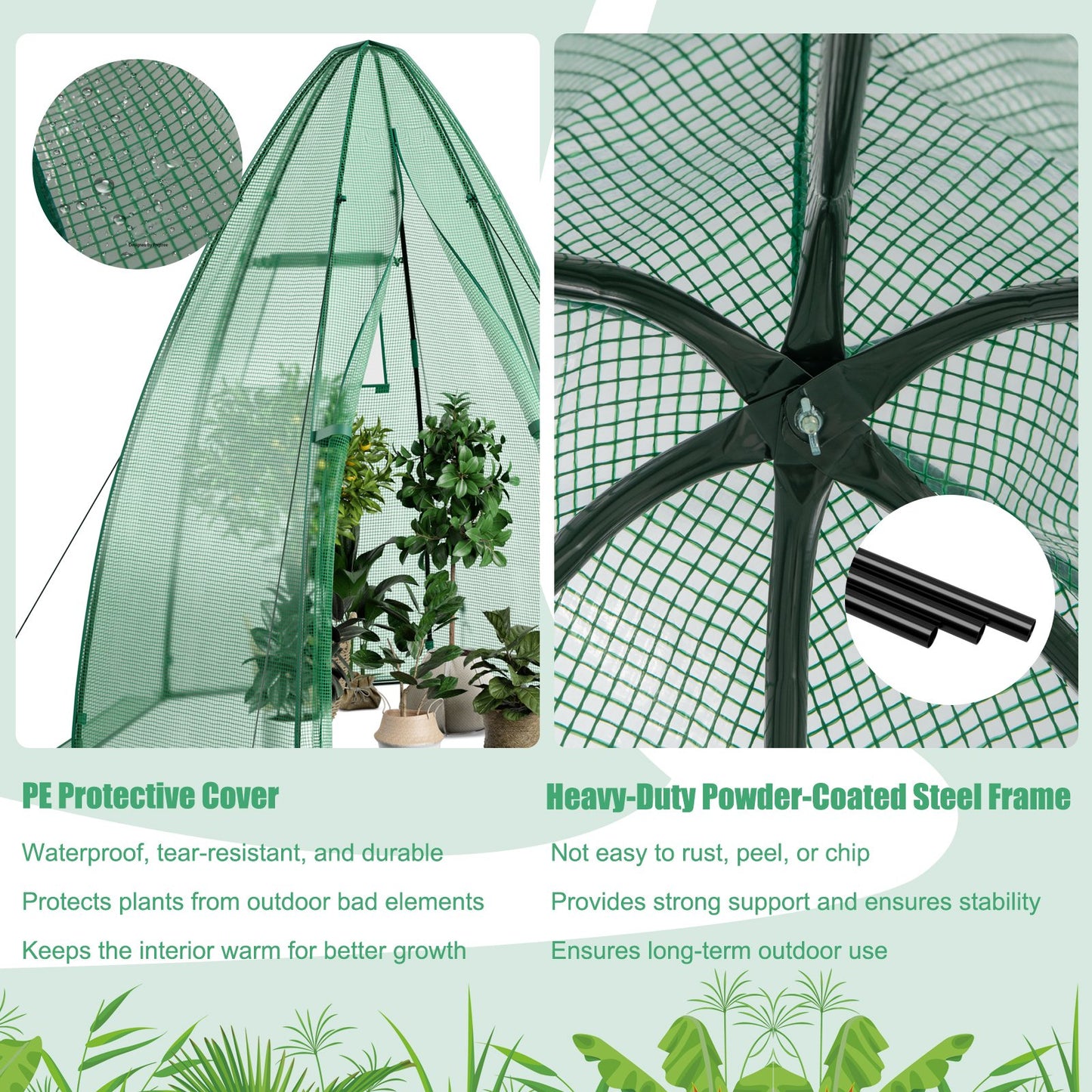 5.5 x 5.5 x 6 Feet Portable Mini Greenhouse with All-Weather PE Cover, Green at Gallery Canada