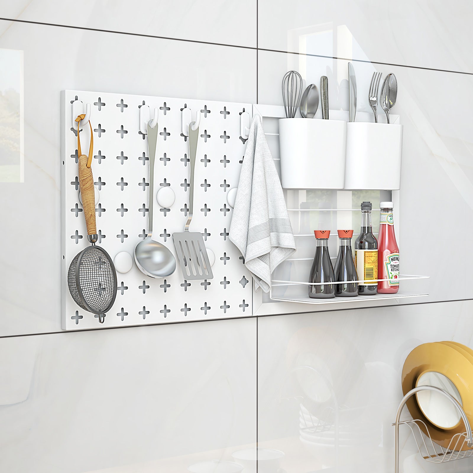 Pegboard Combination Kit Combination Wall Organizer with Magnets and Hooks, White Kitchen Organization at Gallery Canada