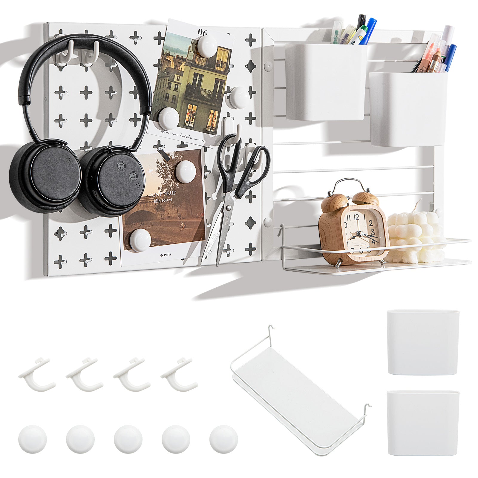 Pegboard Combination Kit Combination Wall Organizer with Magnets and Hooks, White Kitchen Organization at Gallery Canada