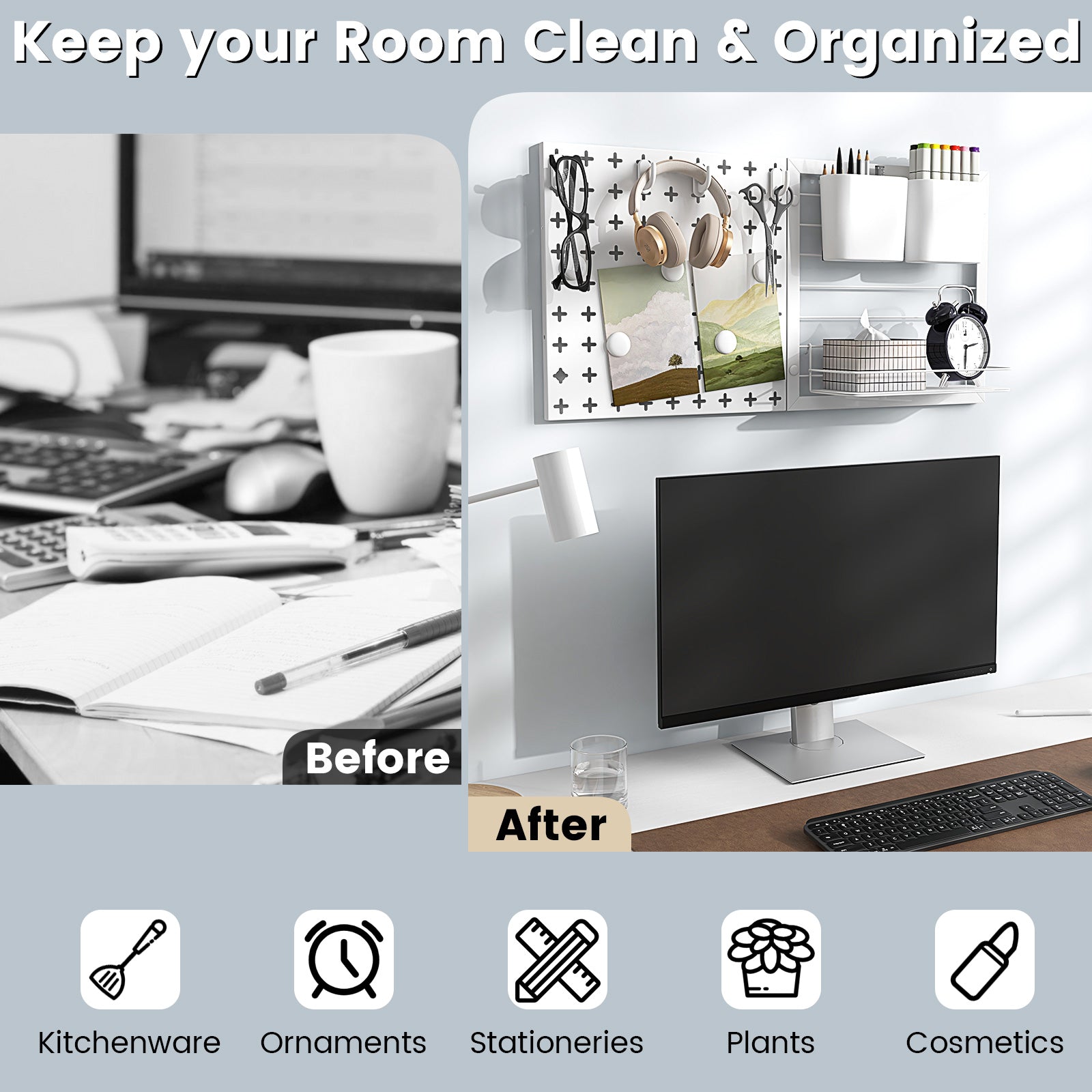 Pegboard Combination Kit Combination Wall Organizer with Magnets and Hooks, White Kitchen Organization at Gallery Canada