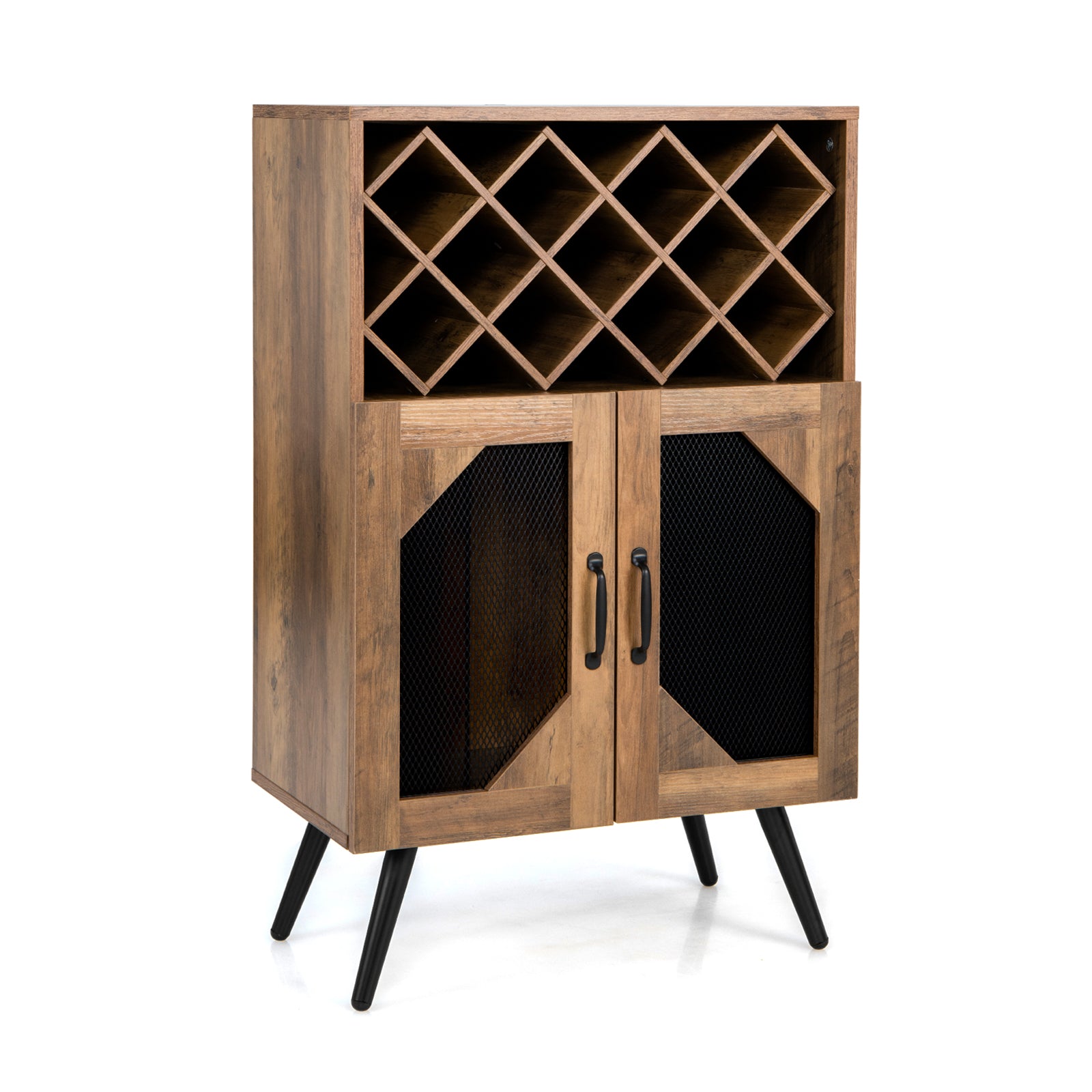 2-Door Farmhouse Kitchen Storage Bar Cabinet with Wine Rack and Glass Holder, Brown Sideboards Cabinets & Buffets at Gallery Canada
