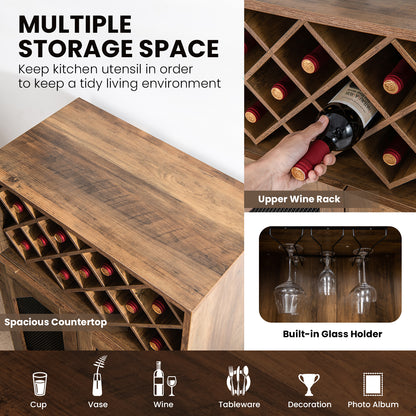 2-Door Farmhouse Kitchen Cabinet, Wine Rack, Glass Holder, Brown Sideboards Cabinets & Buffets at Gallery Canada