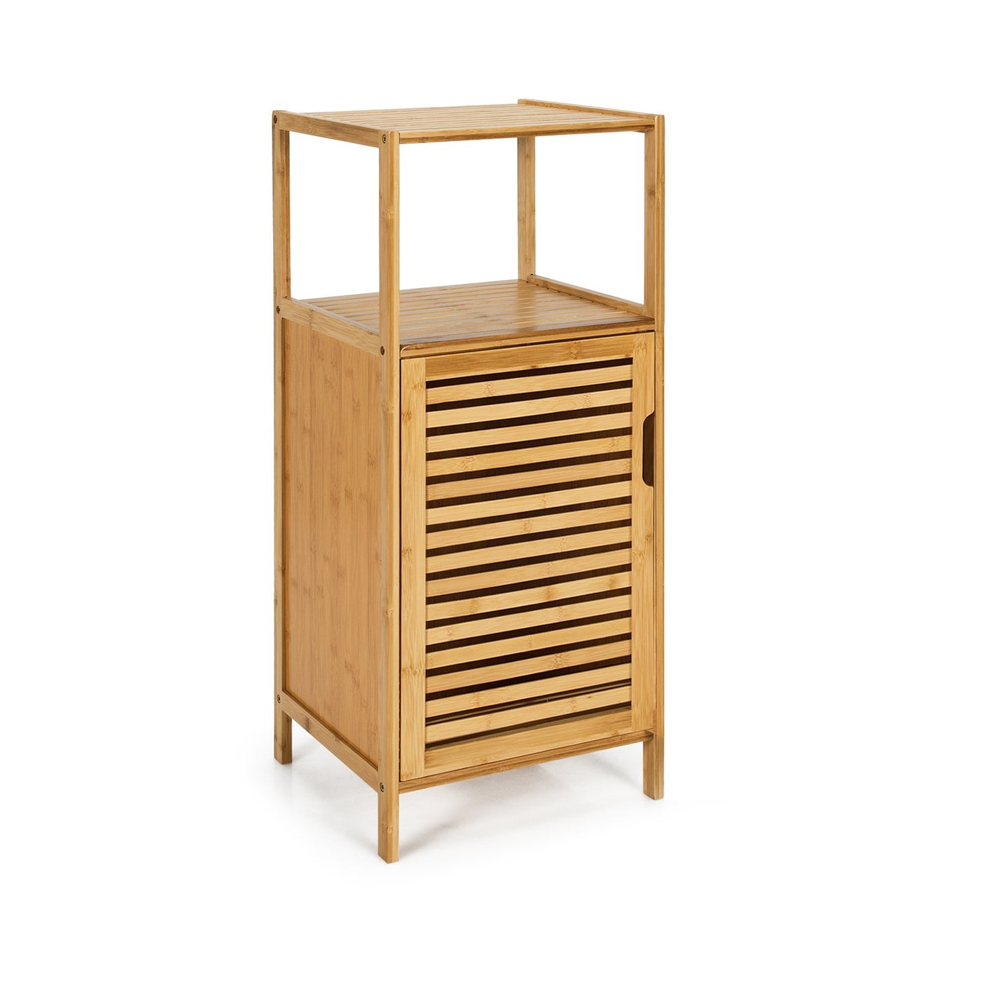 Bamboo Bathroom Storage Floor Cabinet with Door and Shelf Corner Cabinet, Natural at Gallery Canada