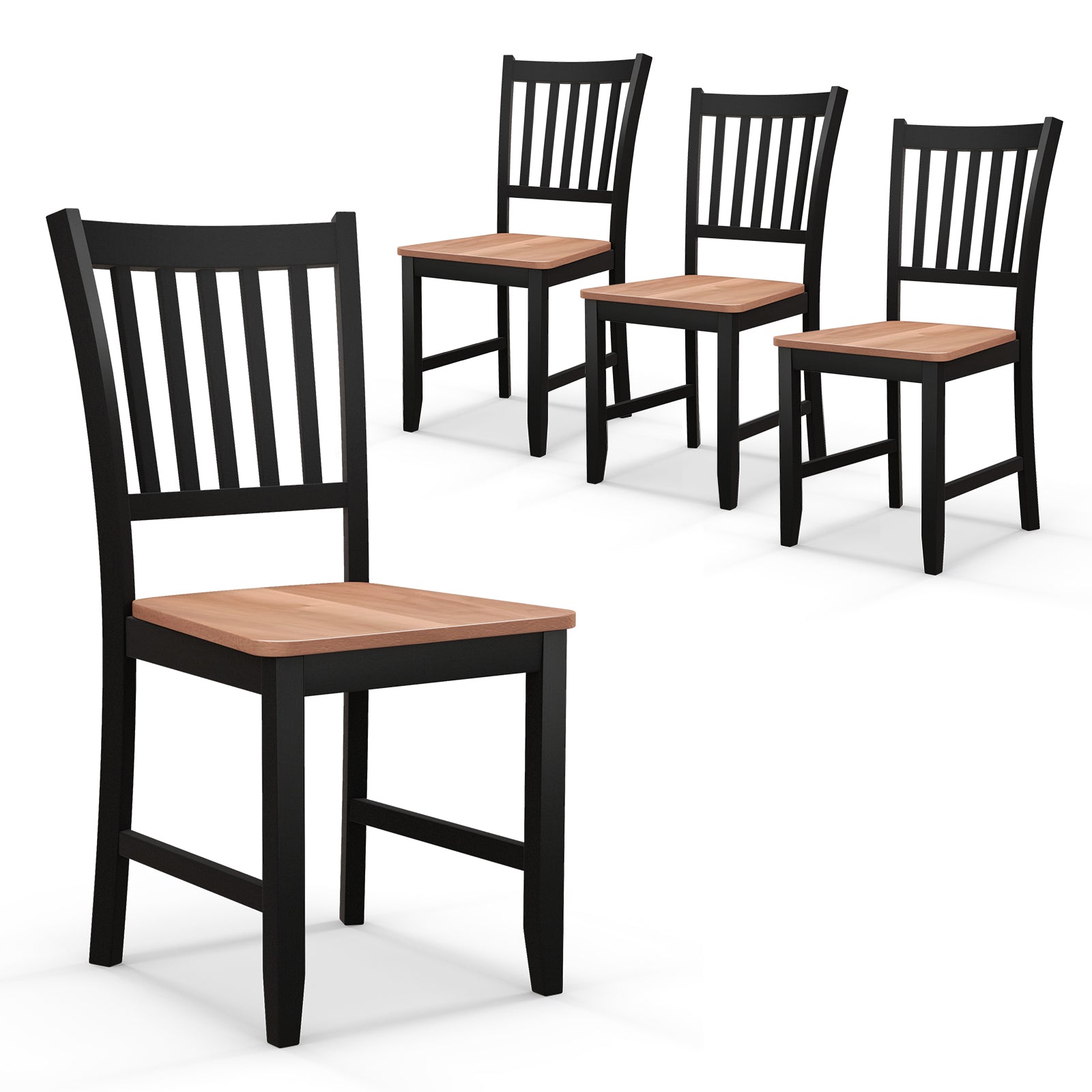 Set Of 4 Dining Chairs, Spindle Back, Wooden Legs, Black Dining Chairs Black at Gallery Canada