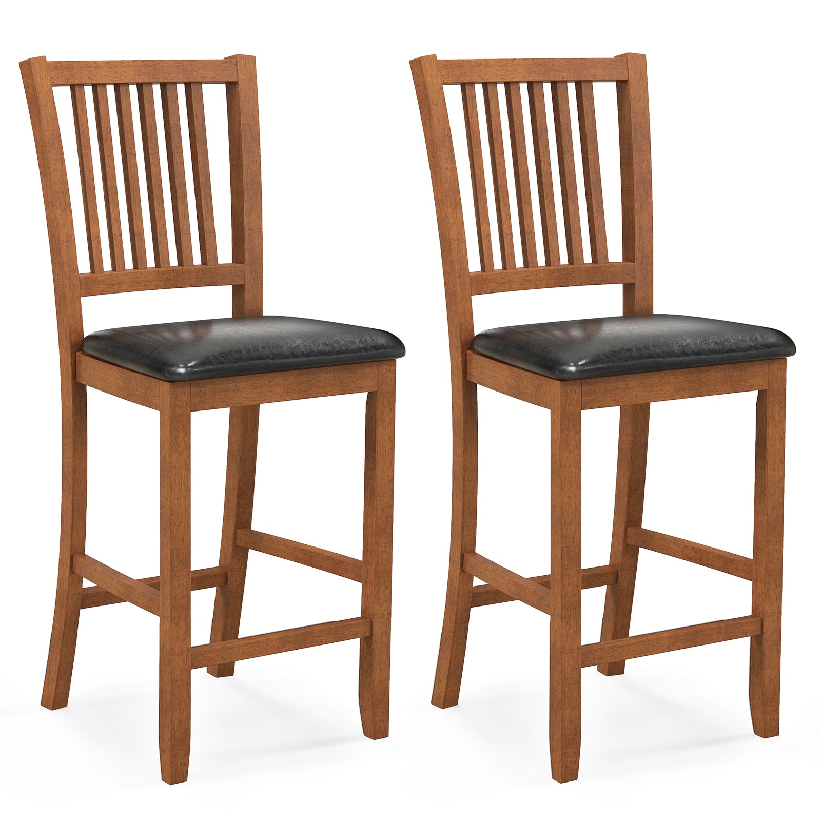 2-Piece Bar Chair Set Counter Height Bar Stool with Backrest, Walnut Bar Stools at Gallery Canada