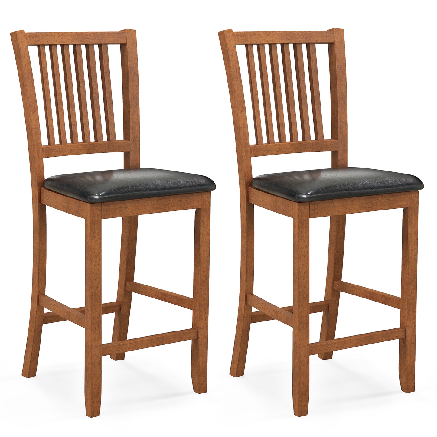 2-Piece Bar Chair Set Counter Height Bar Stool with Backrest, Walnut Bar Stools at Gallery Canada