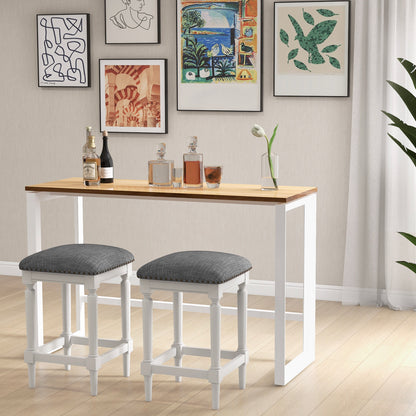 3 Heights Square Saddle Stool Set of 2 with Footrests and Padded Seats, Gray Bar Stools at Gallery Canada