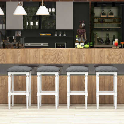 3 Heights Square Saddle Stool Set of 2 with Footrests and Padded Seats, Gray Bar Stools at Gallery Canada