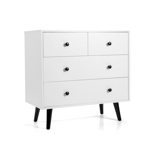 4 Drawers Dresser Chest of Drawers Free Standing Sideboard Cabinet, White - Gallery Canada