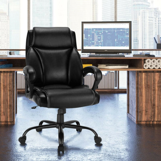 400 Pounds Big and Tall Adjustable High Back Leather Office Chair - Gallery Canada